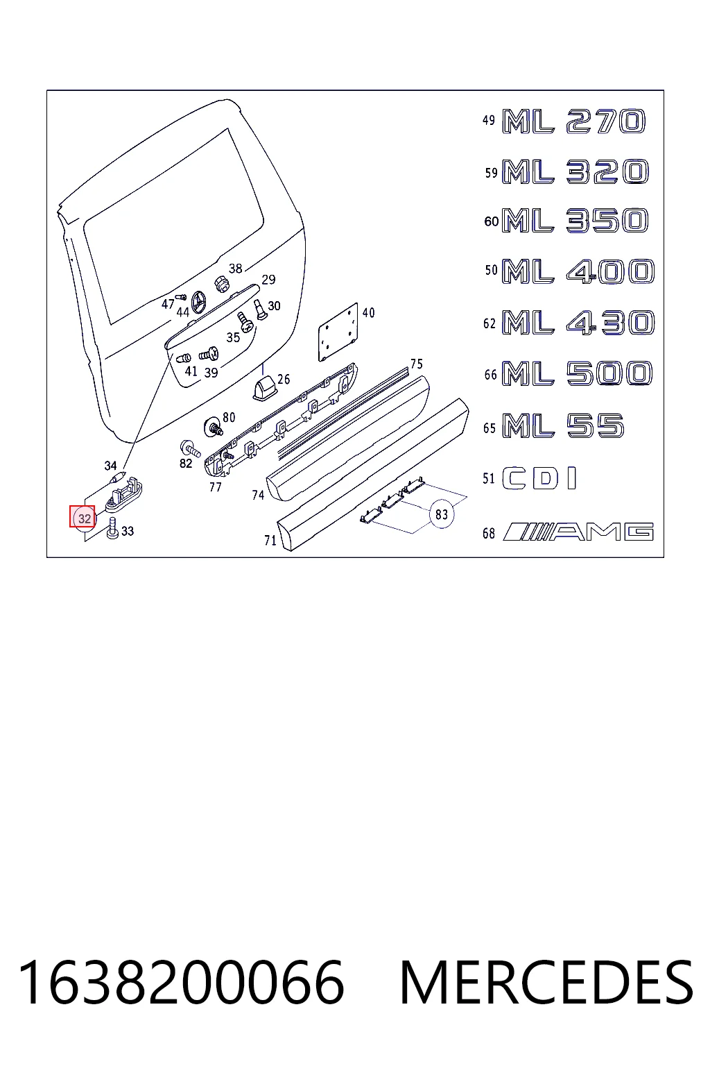 Luz de matricula para Mercedes ML/GLE  W163