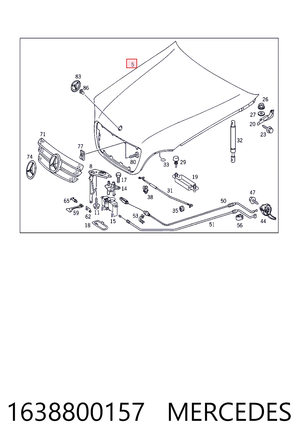 Capó del motor Mercedes ML/GLE SUV (W163) (1998 - 2005) precio, desde 232,32 EUR
