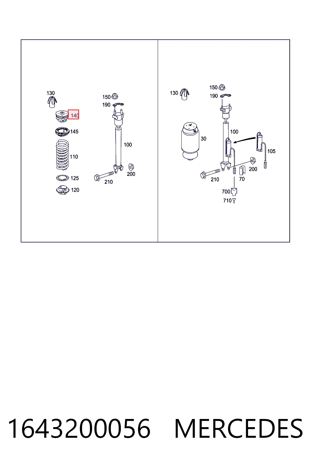 1643200056 Mercedes Tope de muelle trasero
