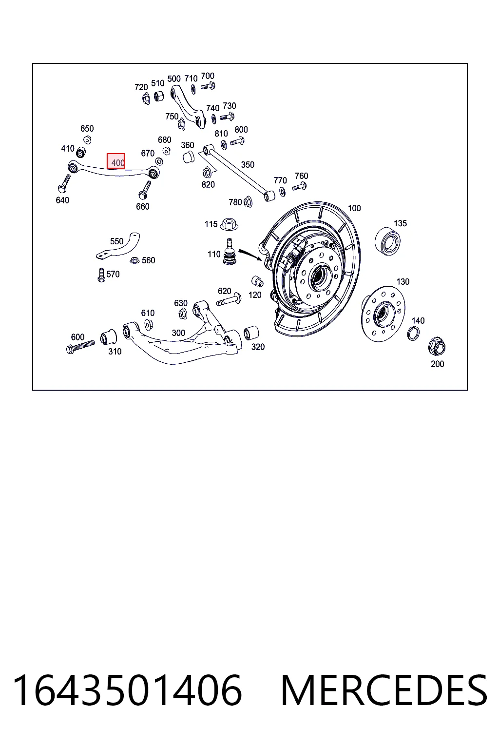 1643501406 Mercedes Brazo superior de suspensión trasera izquierdo/derecho