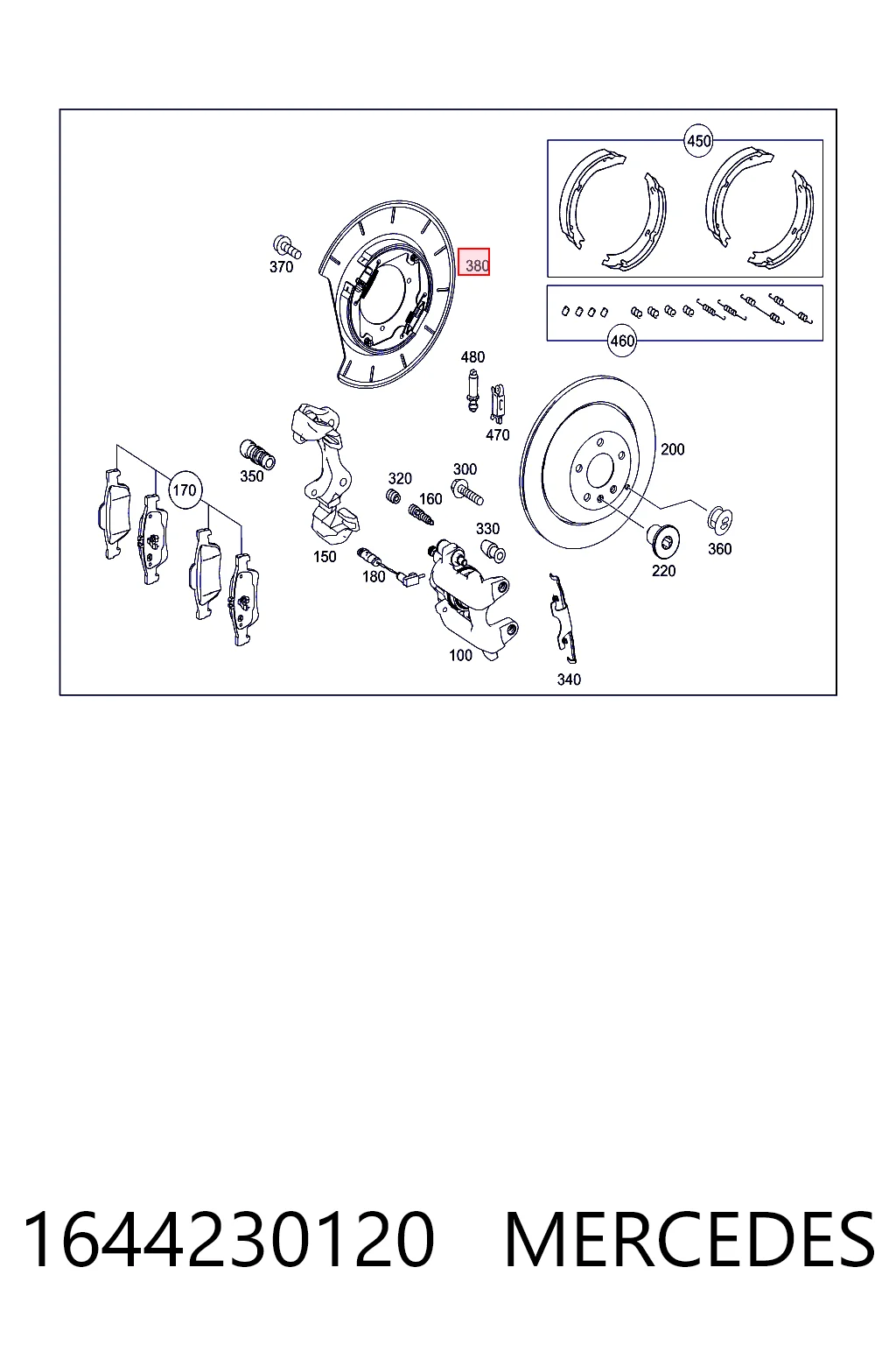 1644230120 Mercedes Protector de disco de freno trasero izquierdo