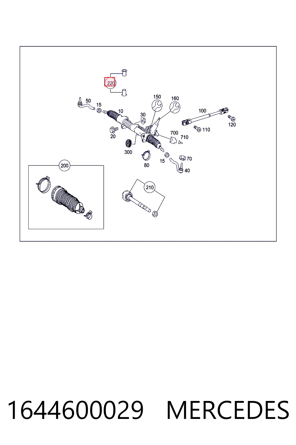 1644600029 Mercedes Silentblock de montaje de la cremallera de dirección