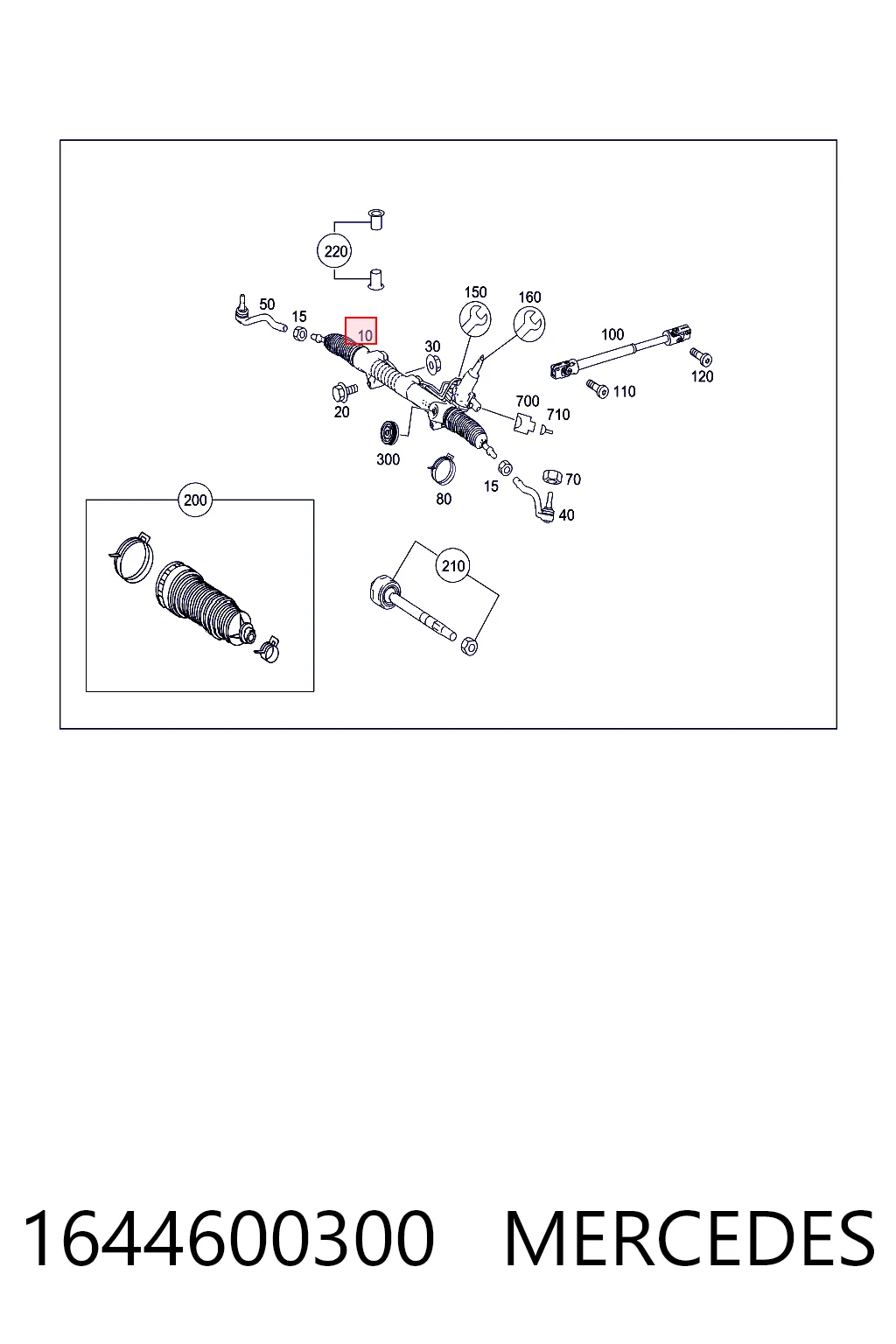 1644600300 Mercedes Cremallera caja de direccion