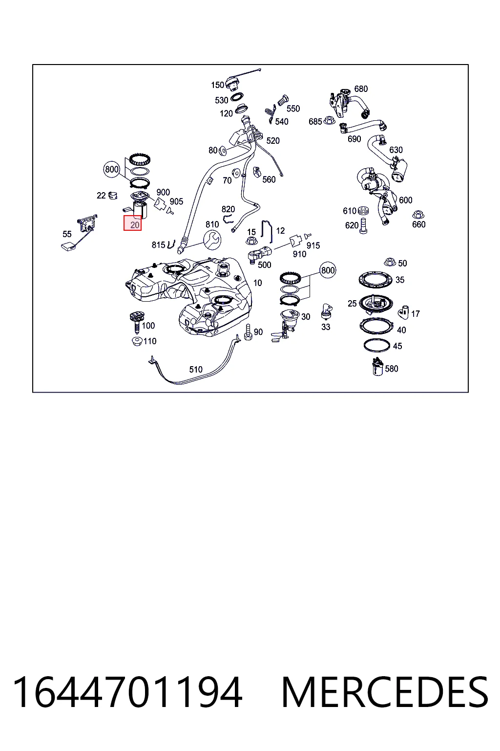 1644701194 Mercedes Módulo de alimentación de combustible