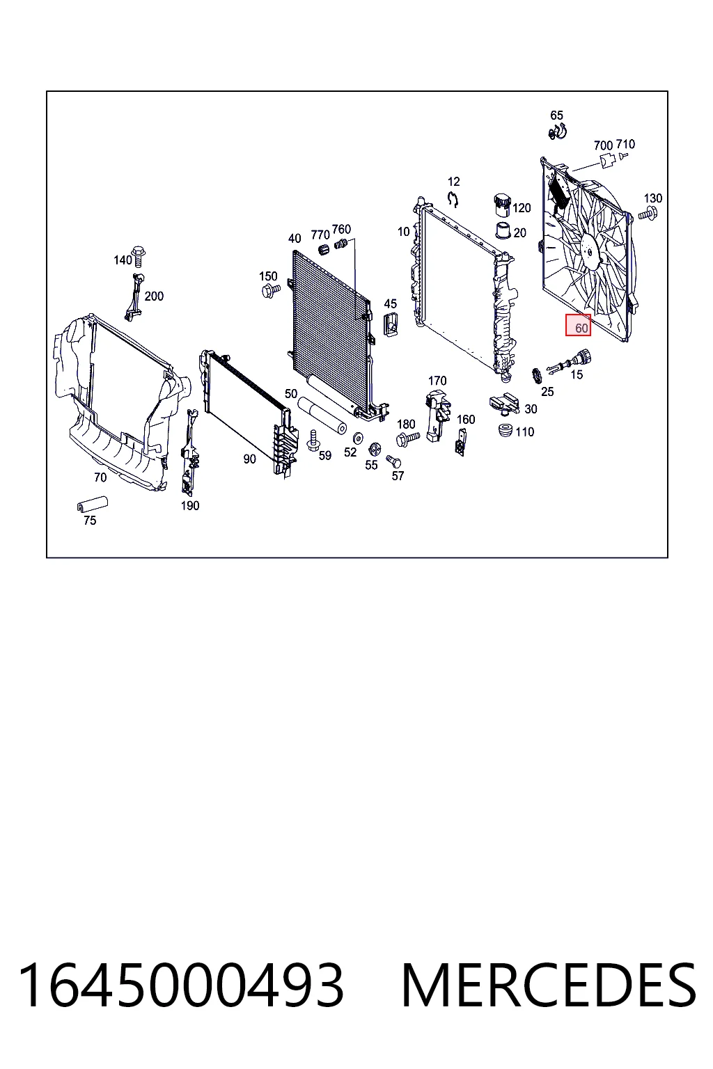 1645000493 Mercedes Ventilador de refrigeración del motor
