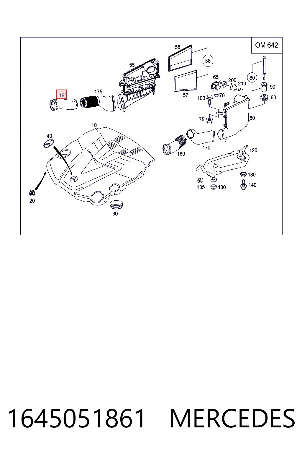 1645051861 Mercedes Tubo flexible de aspiración, filtro de aire
