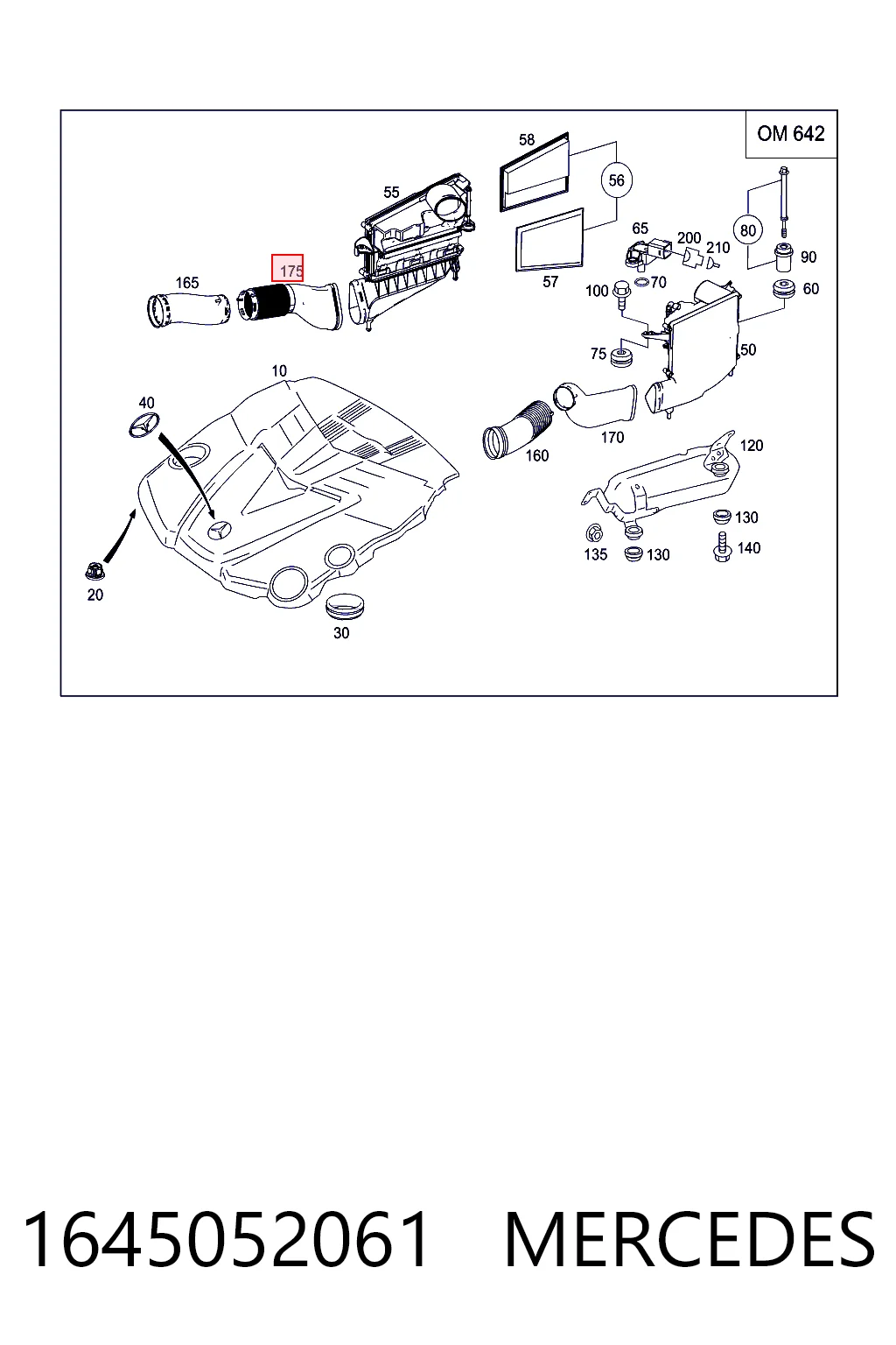 1645052061 Mercedes Tubo flexible de aspiración, filtro de aire