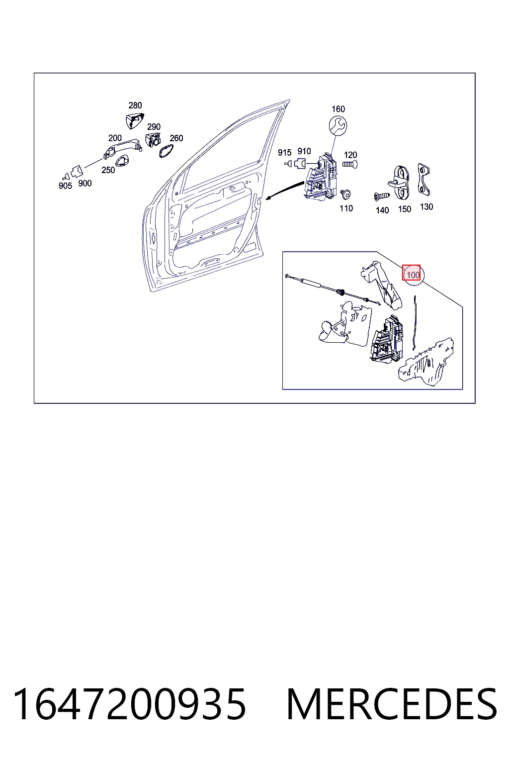Cerradura de puerta para Mercedes ML/GLE  W164