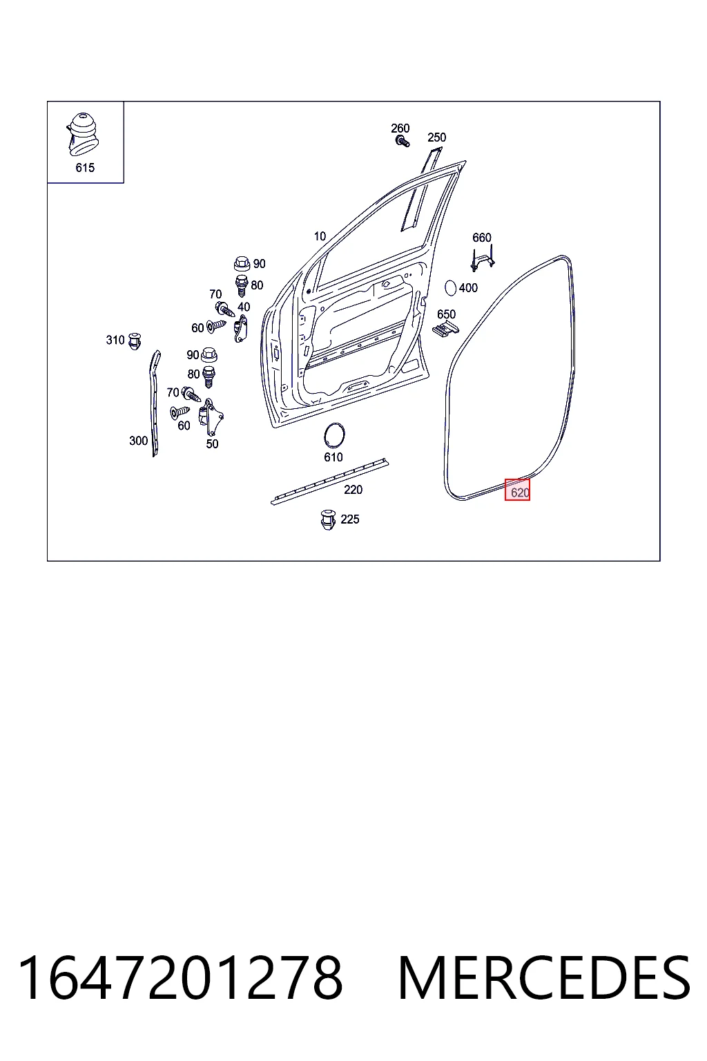 1647201278 Mercedes Sellador de puerta delantera