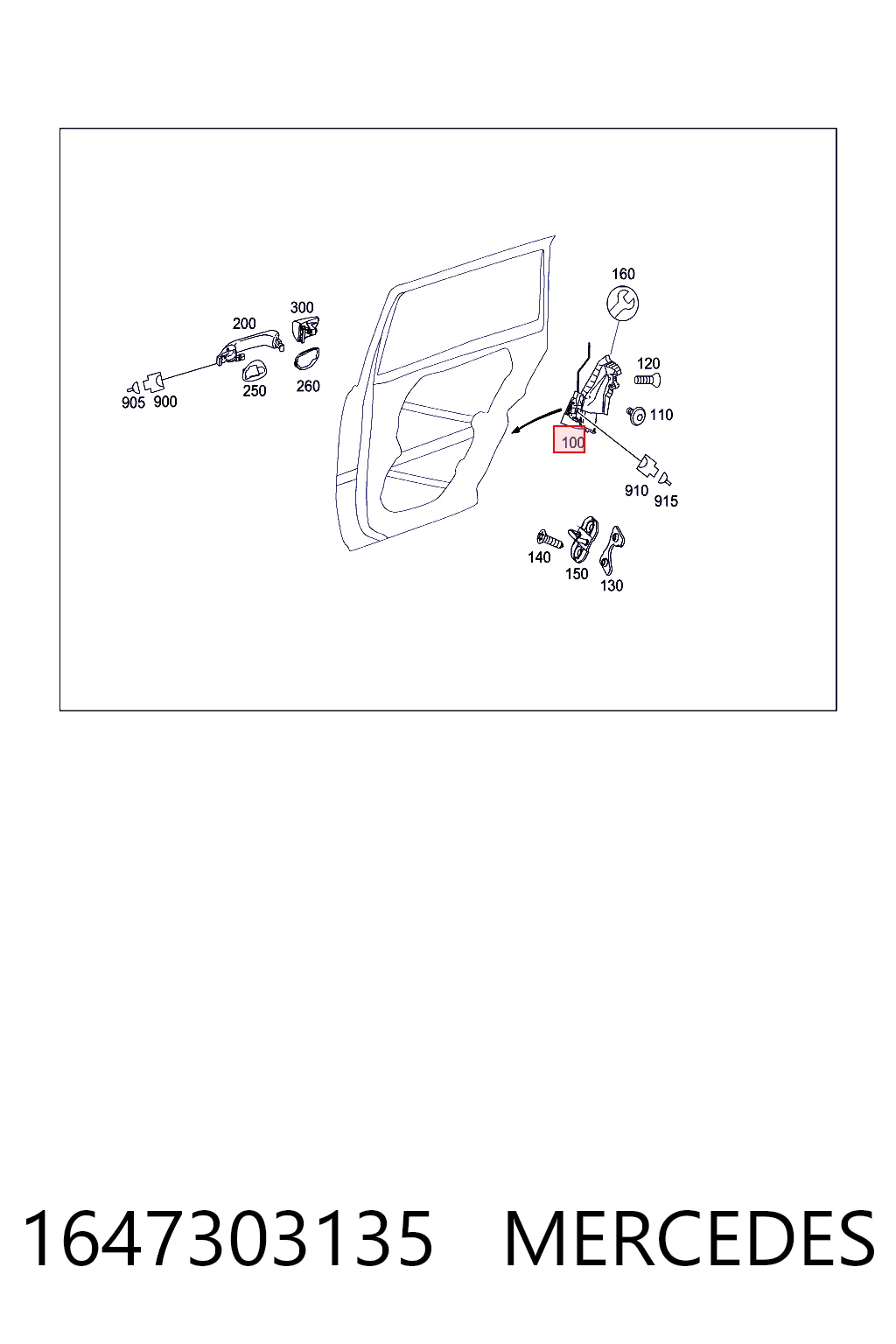 1647303135 Mercedes Cerradura de puerta trasera izquierda