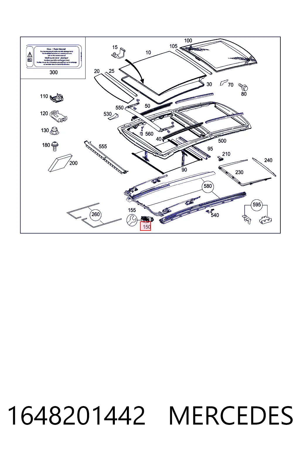 1648201442 Mercedes Motor del techo corredizo