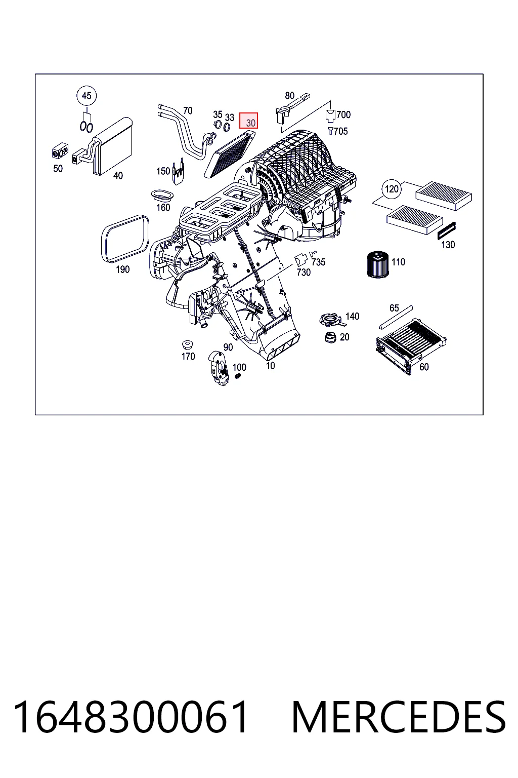 1648300061 Mercedes Radiador interior