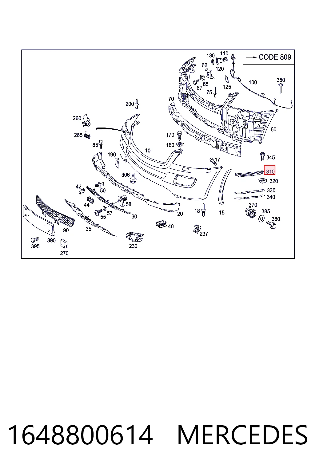 1648800614 Mercedes Soporte de parachoques delantero derecho