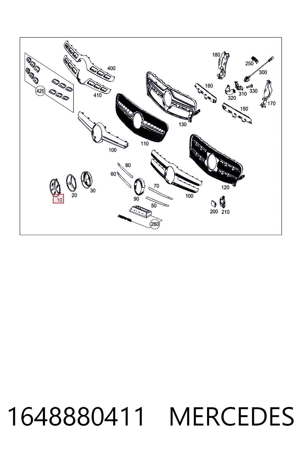 1648880411 Mercedes Emblema de la parrilla del radiador