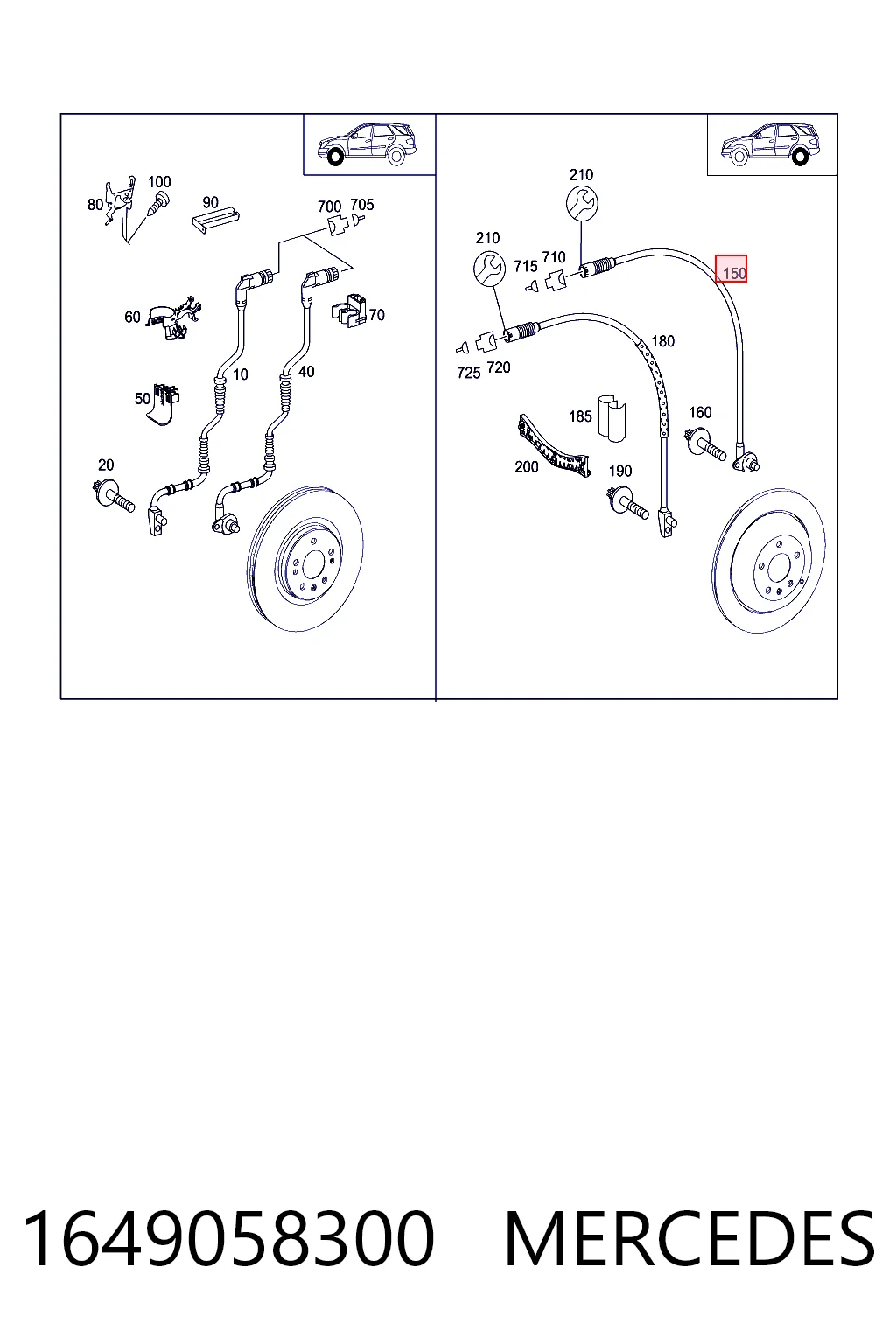 1649058300 Mercedes Sensor de freno, trasero