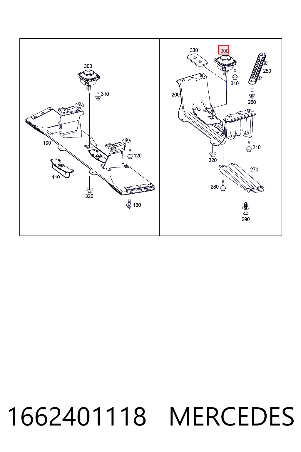 1662401118 Mercedes Soporte de caja de velocidades
