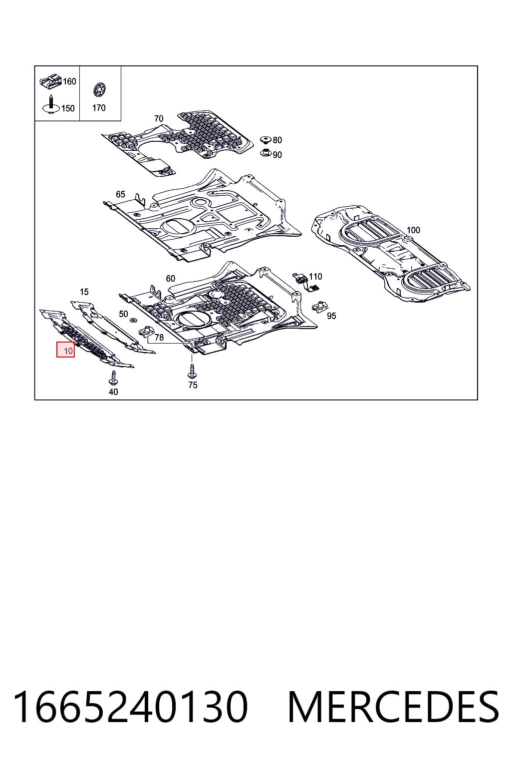 1665240130 Mercedes Protector antiempotramiento del motor delantera