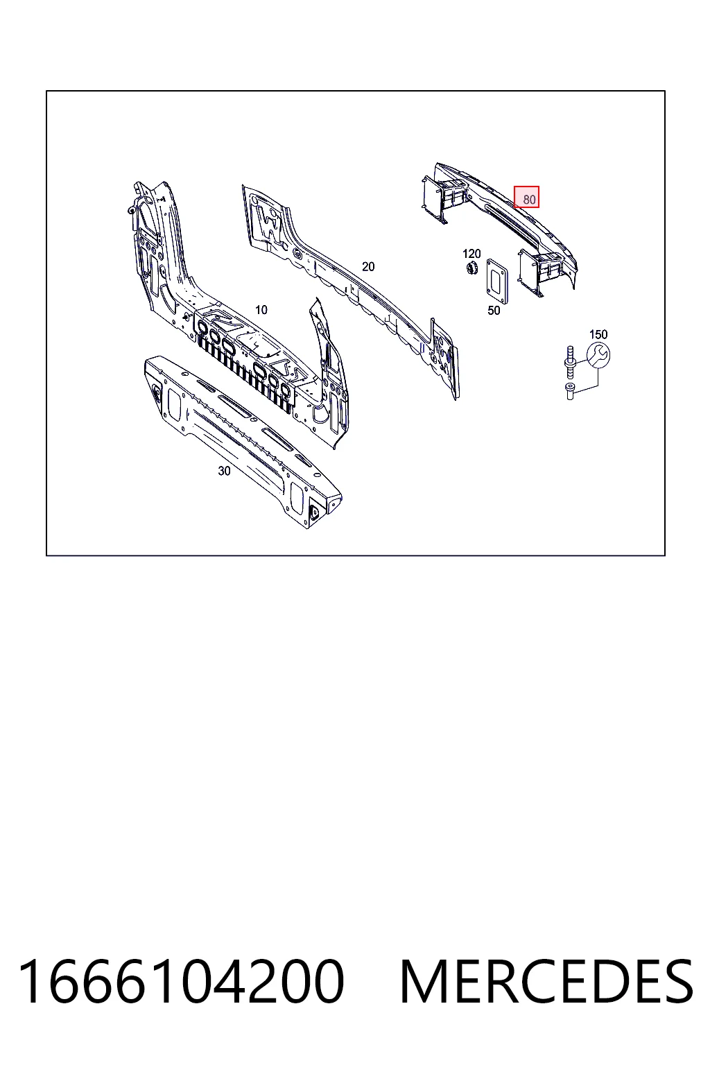 Refuerzo parachoques trasero para Mercedes ML/GLE  W166