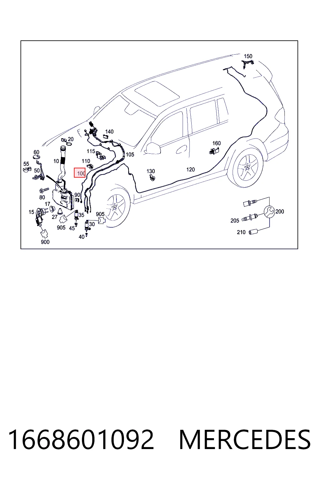 1668601092 Mercedes Tubería de lavaparabrisas