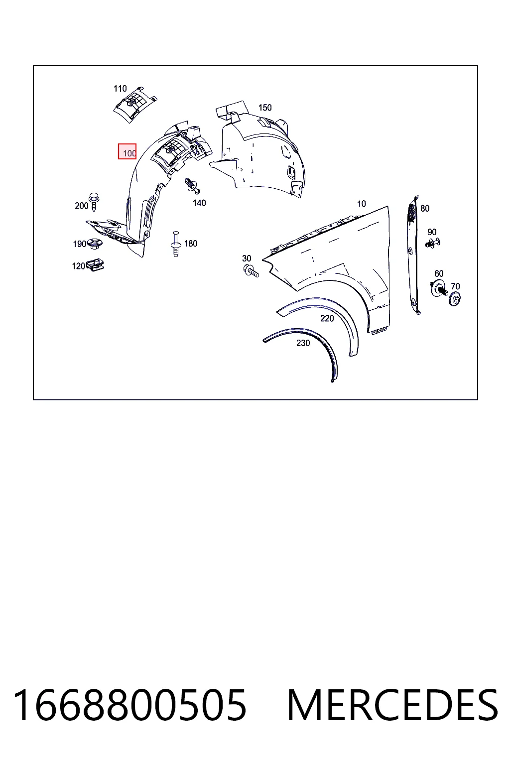 Guardalodos delantero izquierdo 1668800505 MERCEDES