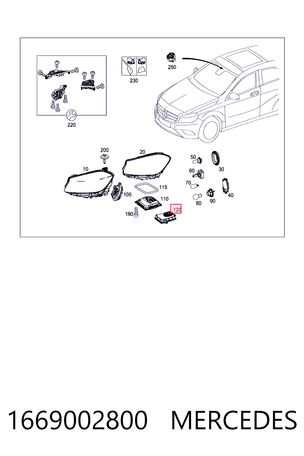 1669002800 Mercedes Unidad de control de xenón