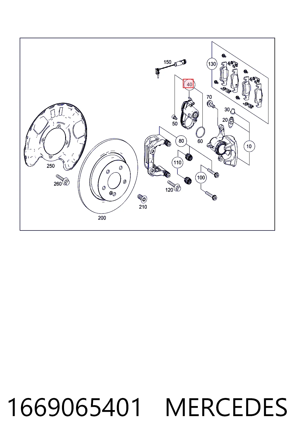 1669065401 Mercedes Motor del actuador de la pinza de freno trasera