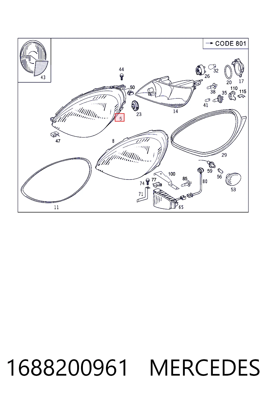  Faro izquierdo Mercedes A 