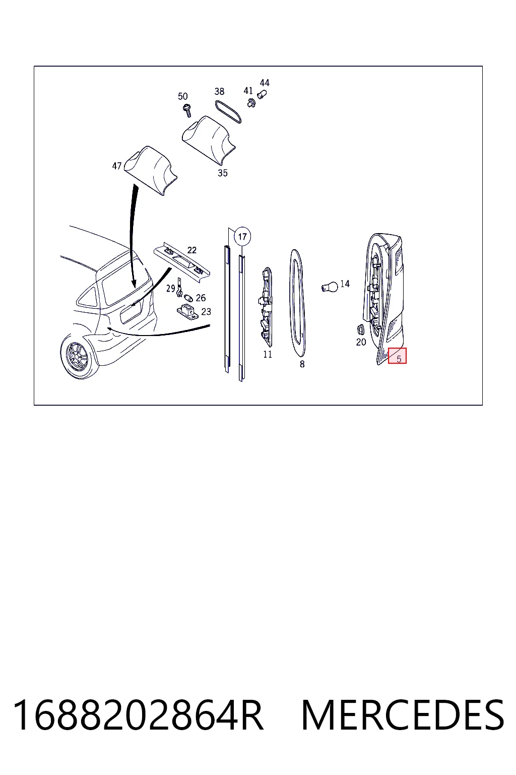 Comprar Piloto trasero derecho Mercedes A  W168