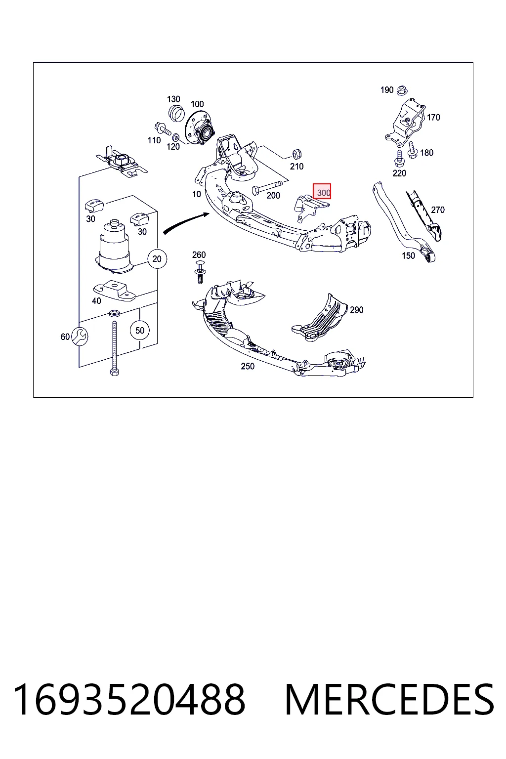 Protección inferior trasera del brazo de suspensión 1693520488 MERCEDES