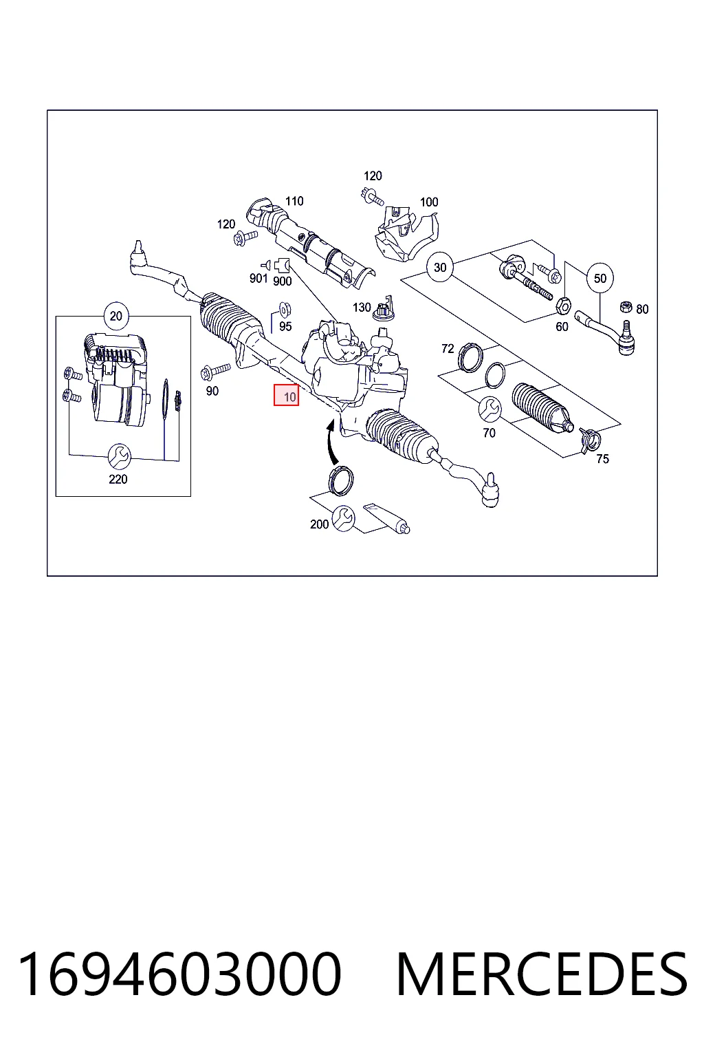 1694603000 Mercedes Cremallera caja de direccion