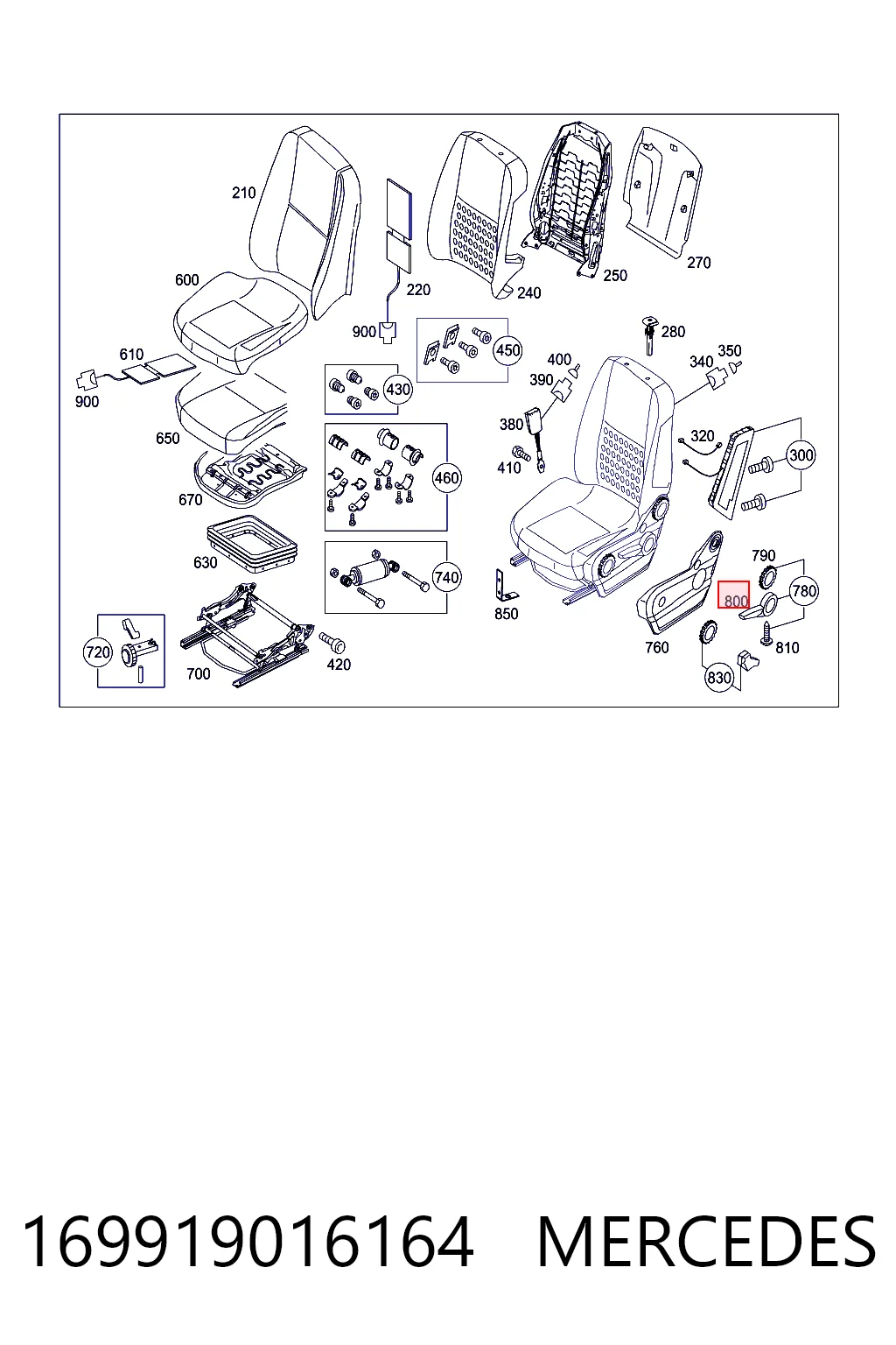 169919016164 Mercedes Manija de ajuste de altura del asiento