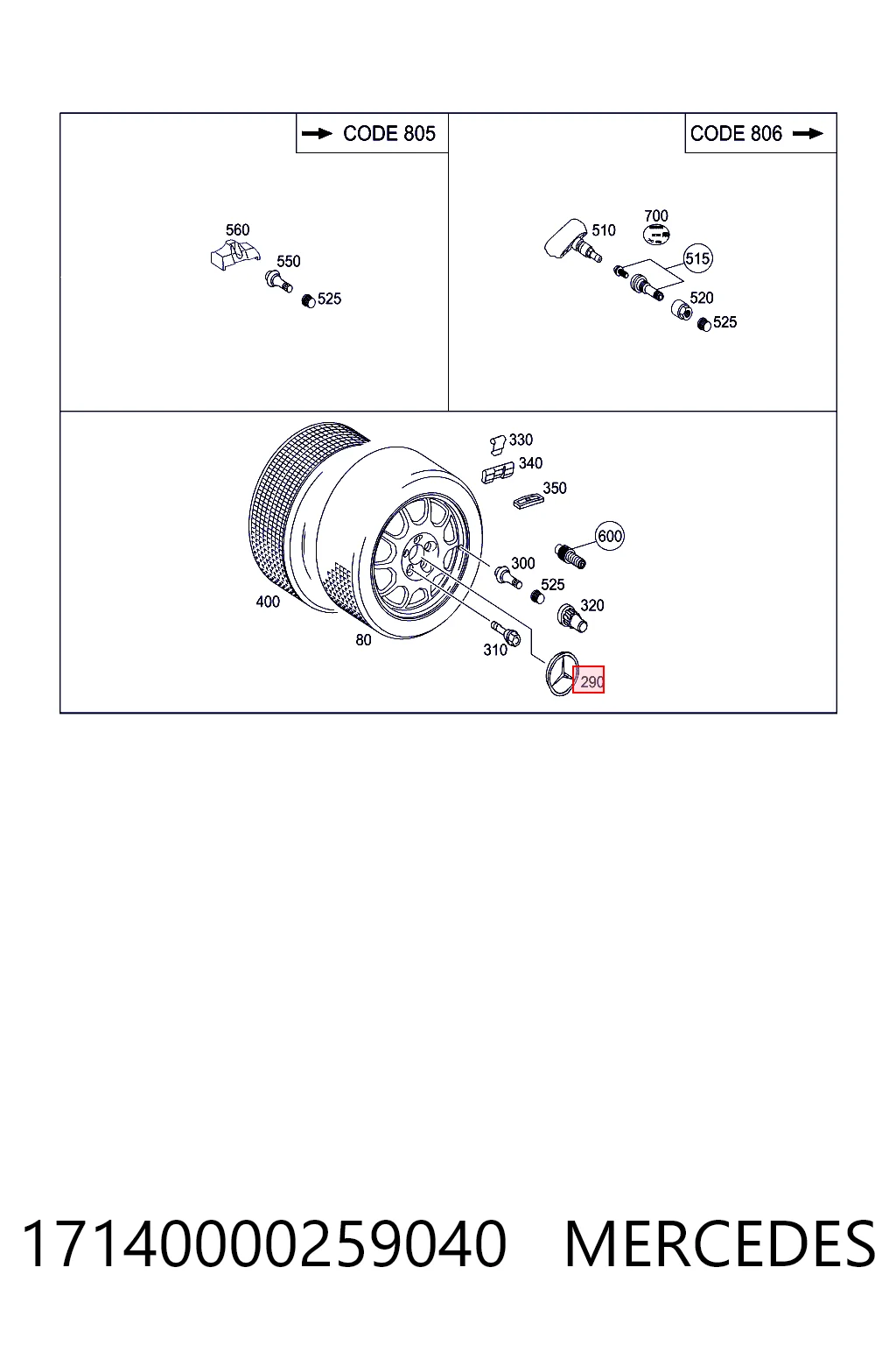 Tapacubos de ruedas 17140000259040 MERCEDES