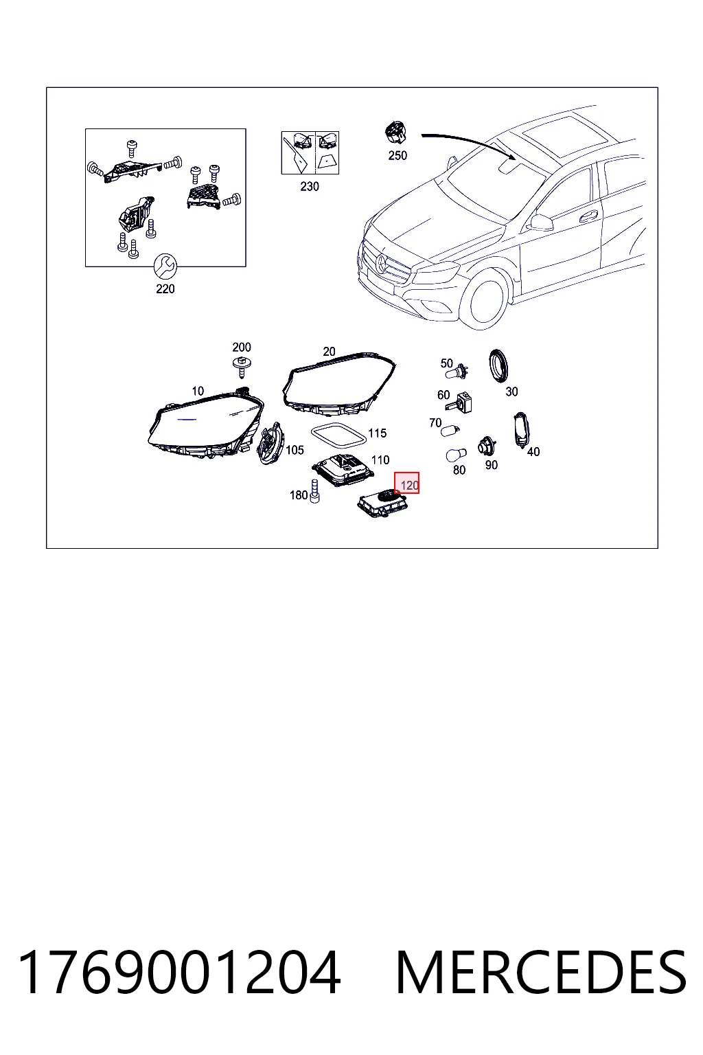 1769001204 Mercedes Módulo de control de luces de faros (ECU)