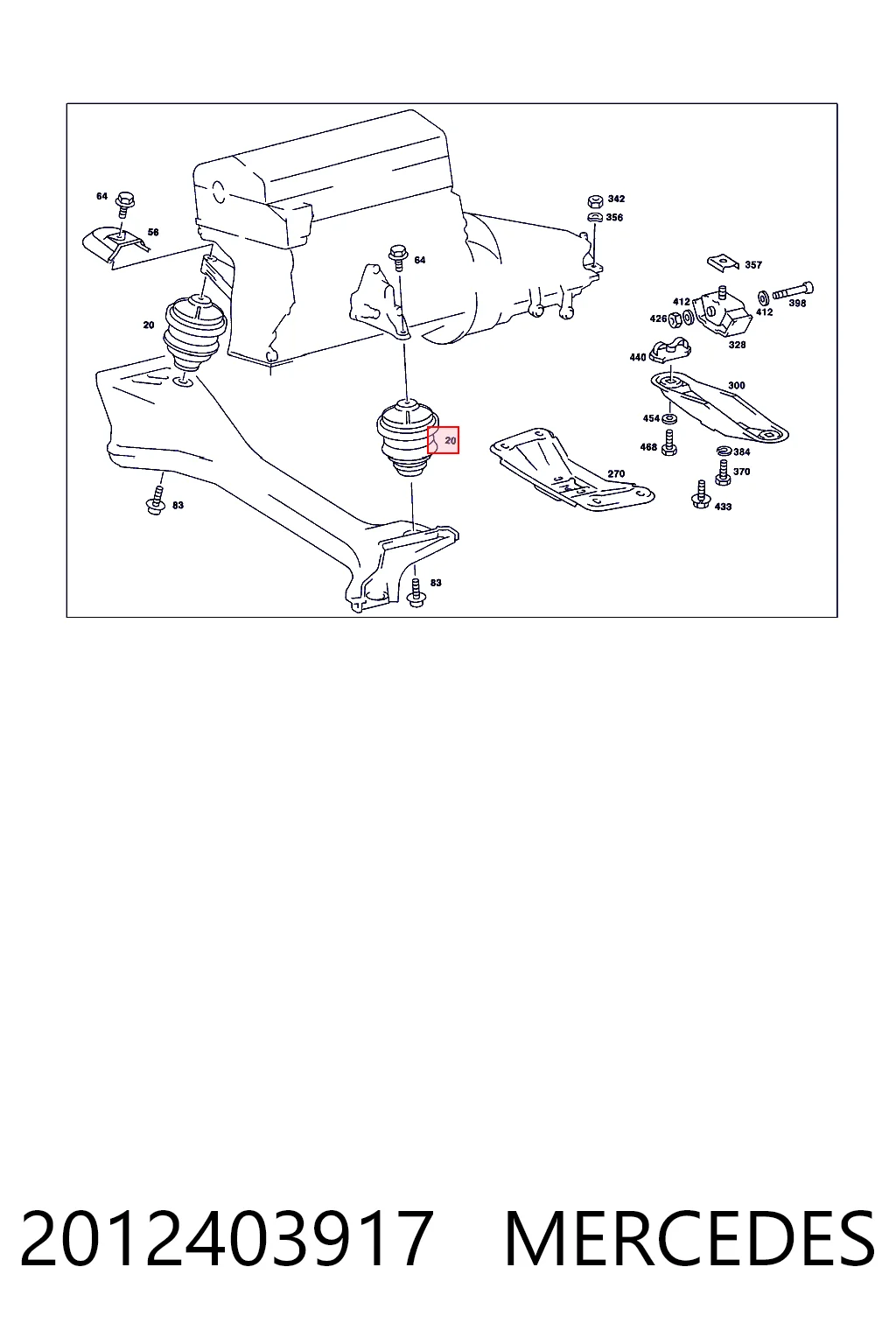 2012403917 Mercedes Soporte elástico, suspensión del motor, Izquierda / Derecha