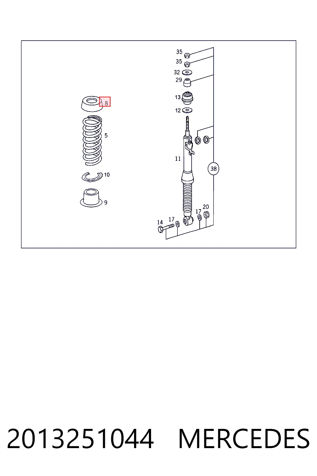 Aislador de resorte trasero superior 2013251044 MERCEDES