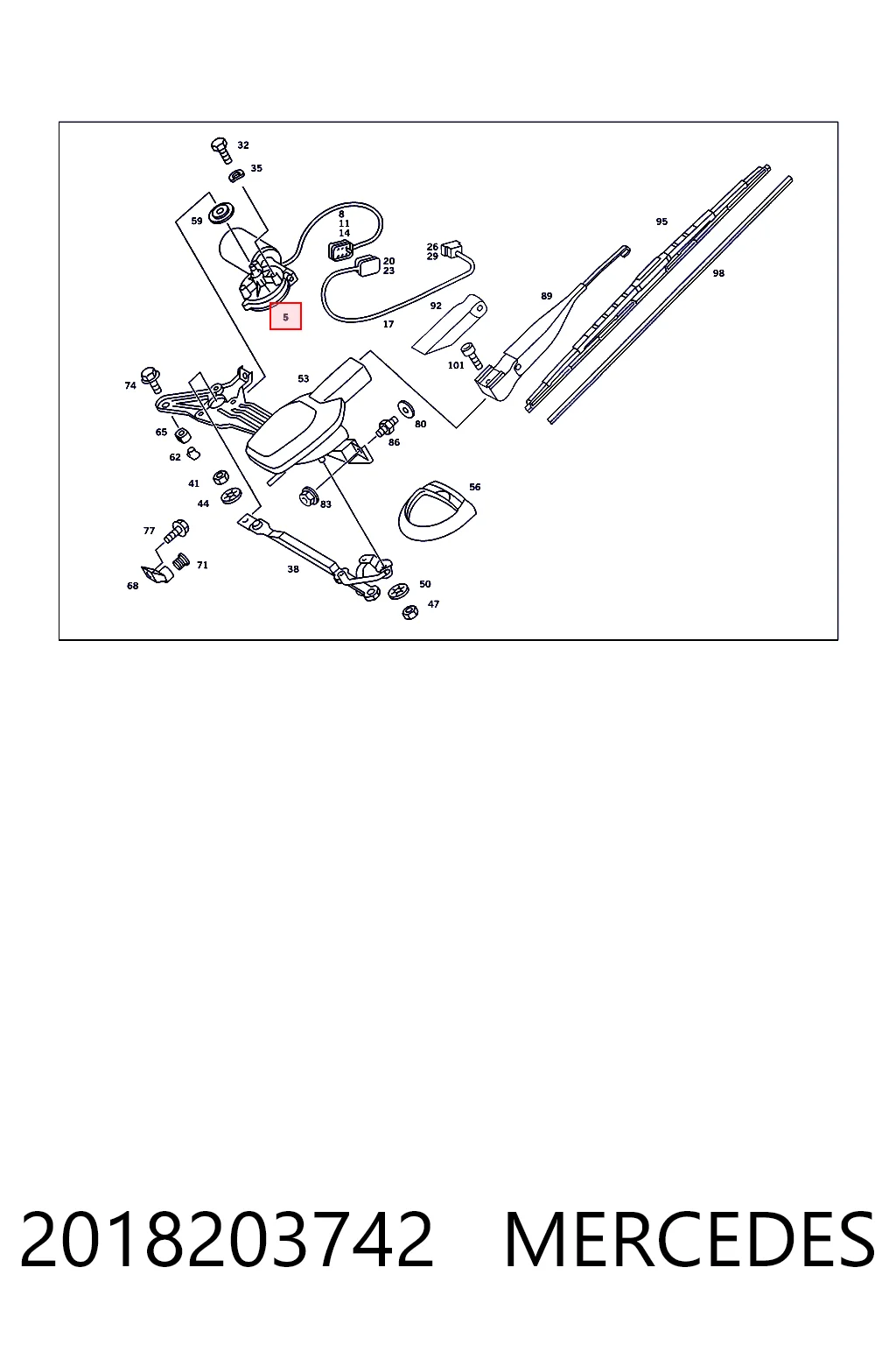 Motor del limpiaparabrisas 2018203742 MERCEDES
