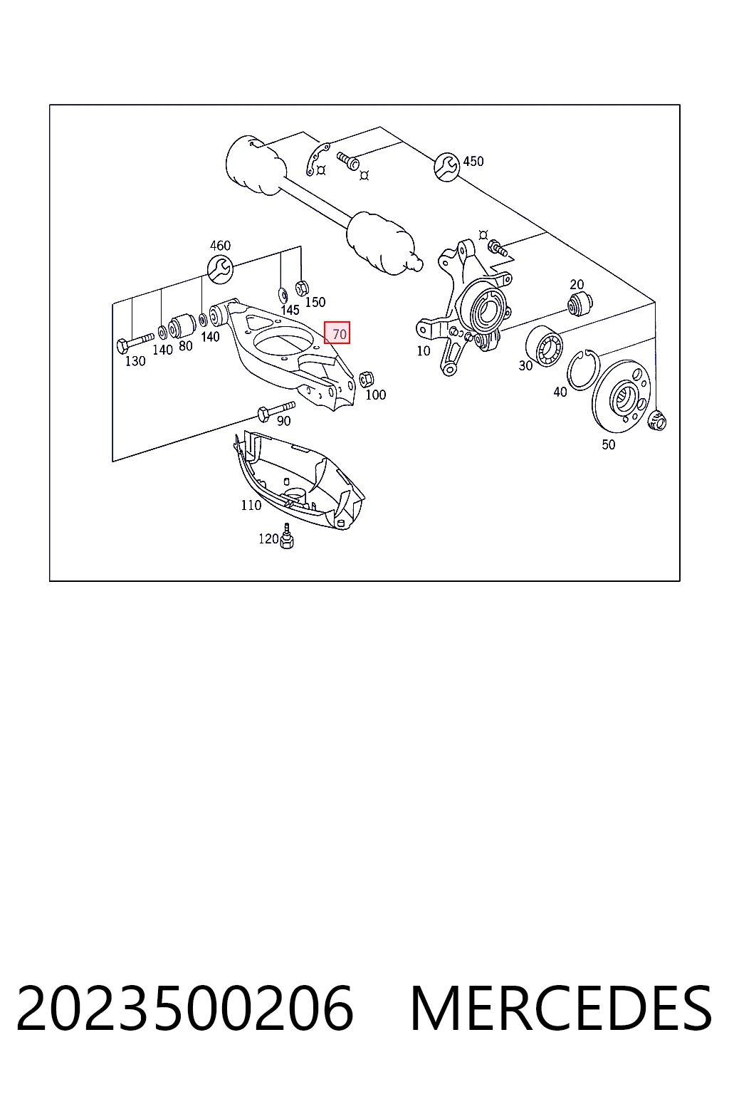 2023500206 Mercedes Brazo inferior trasero izquierdo/derecho