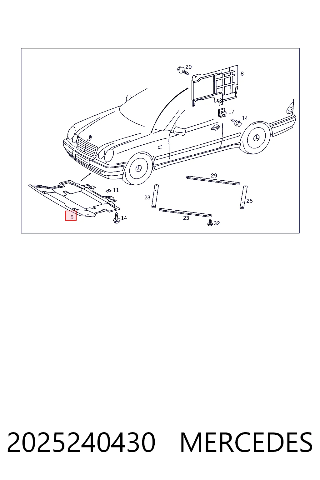 Protección motor / empotramiento para Mercedes C  W202
