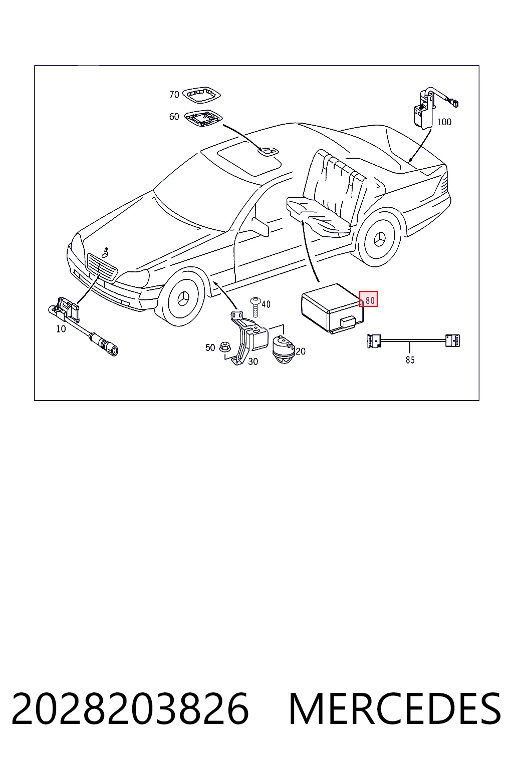 2028203826 Mercedes Llavero control de alarma