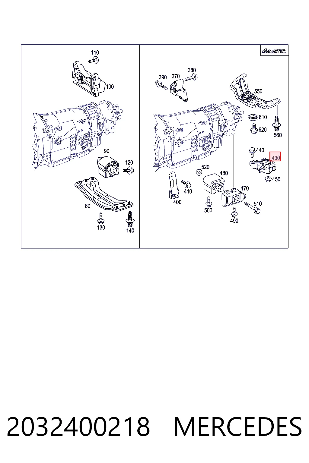 Soporte de transmisión (soporte de caja de cambios) 2032400218 MERCEDES