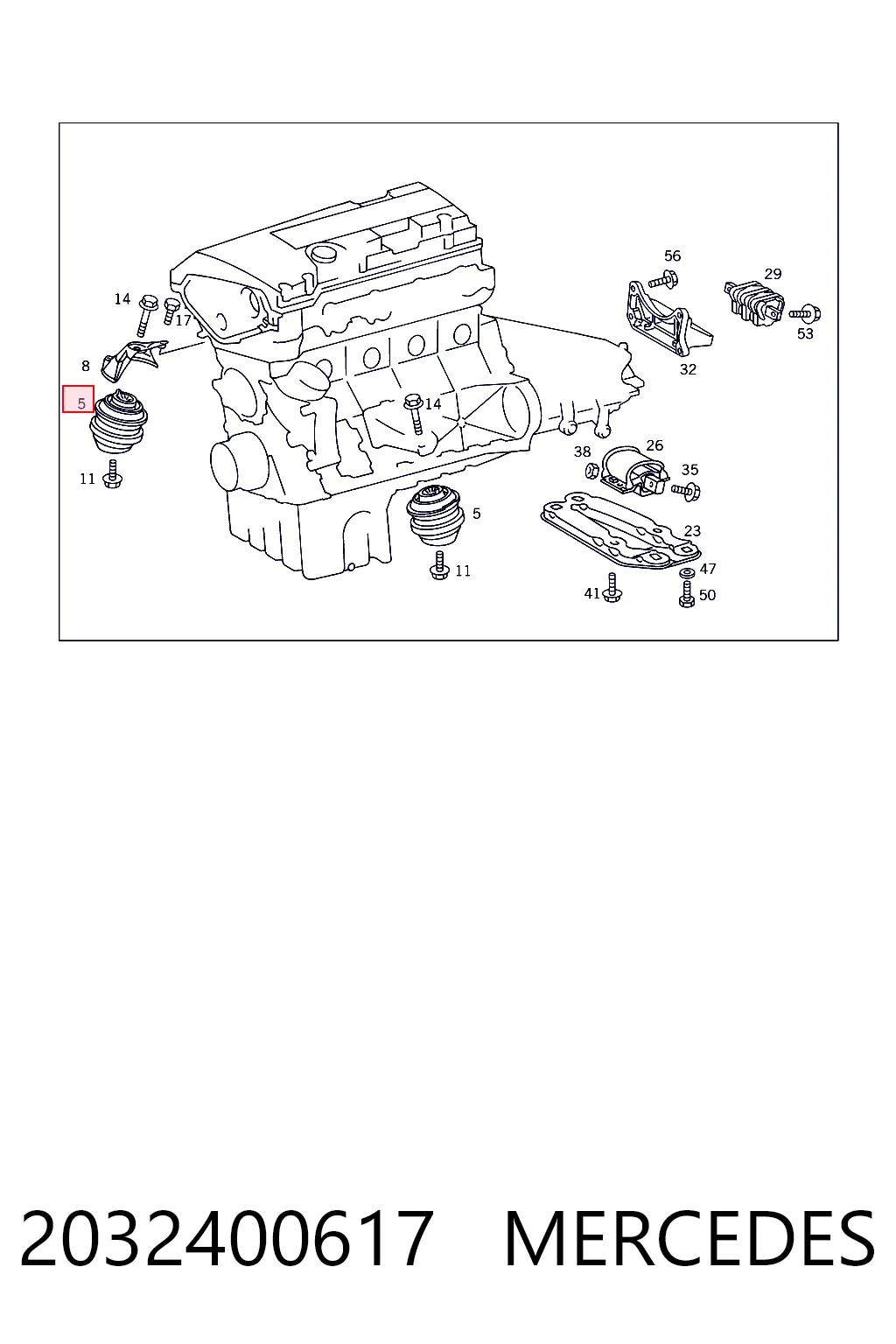 2032400617 Mercedes Almohada del Motor Izquierda / Derecha