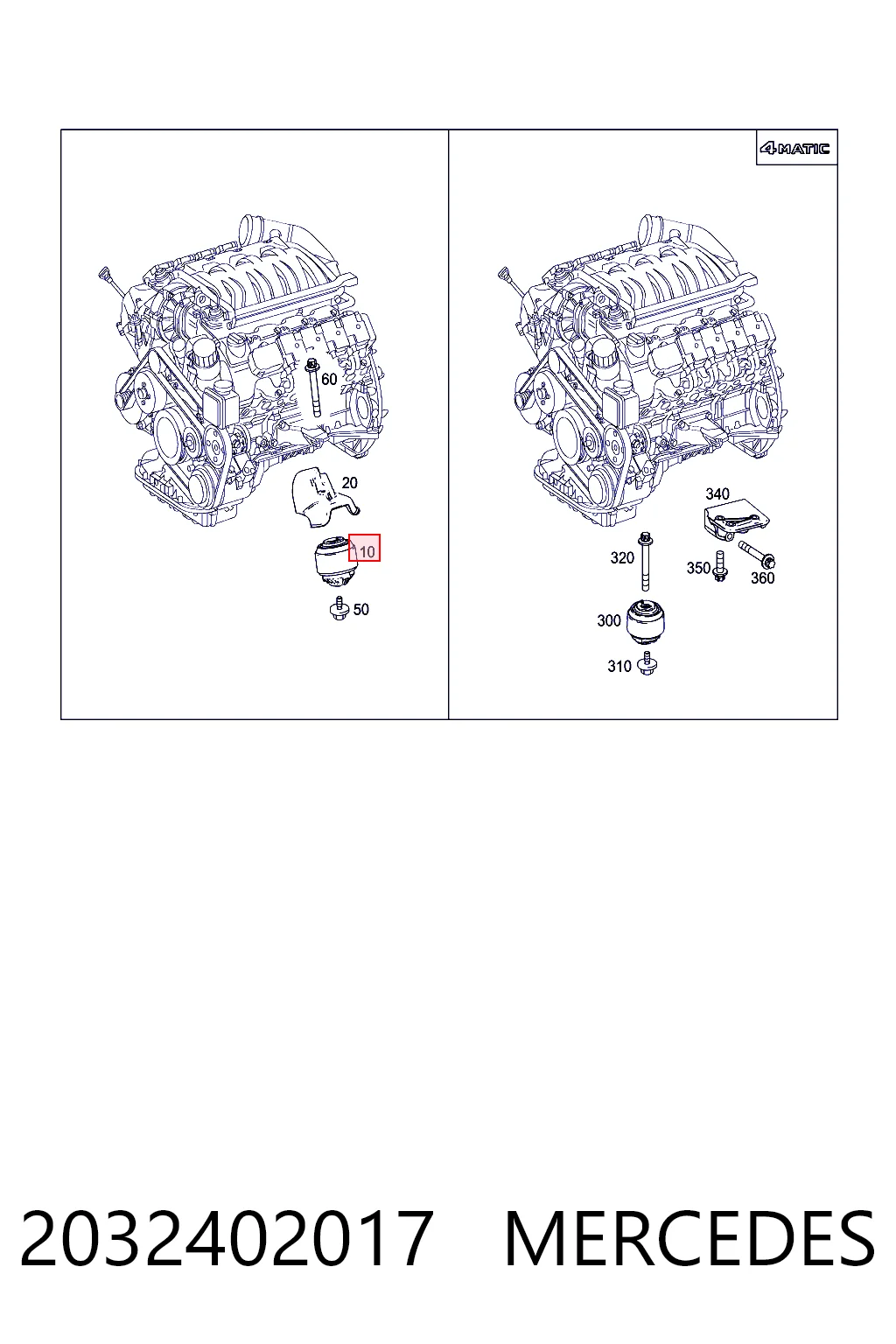 2032402017 Mercedes Soporte de motor derecho