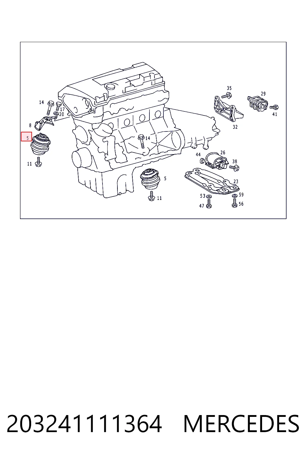 Soporte del motor izquierdo/derecho 203241111364 MERCEDES