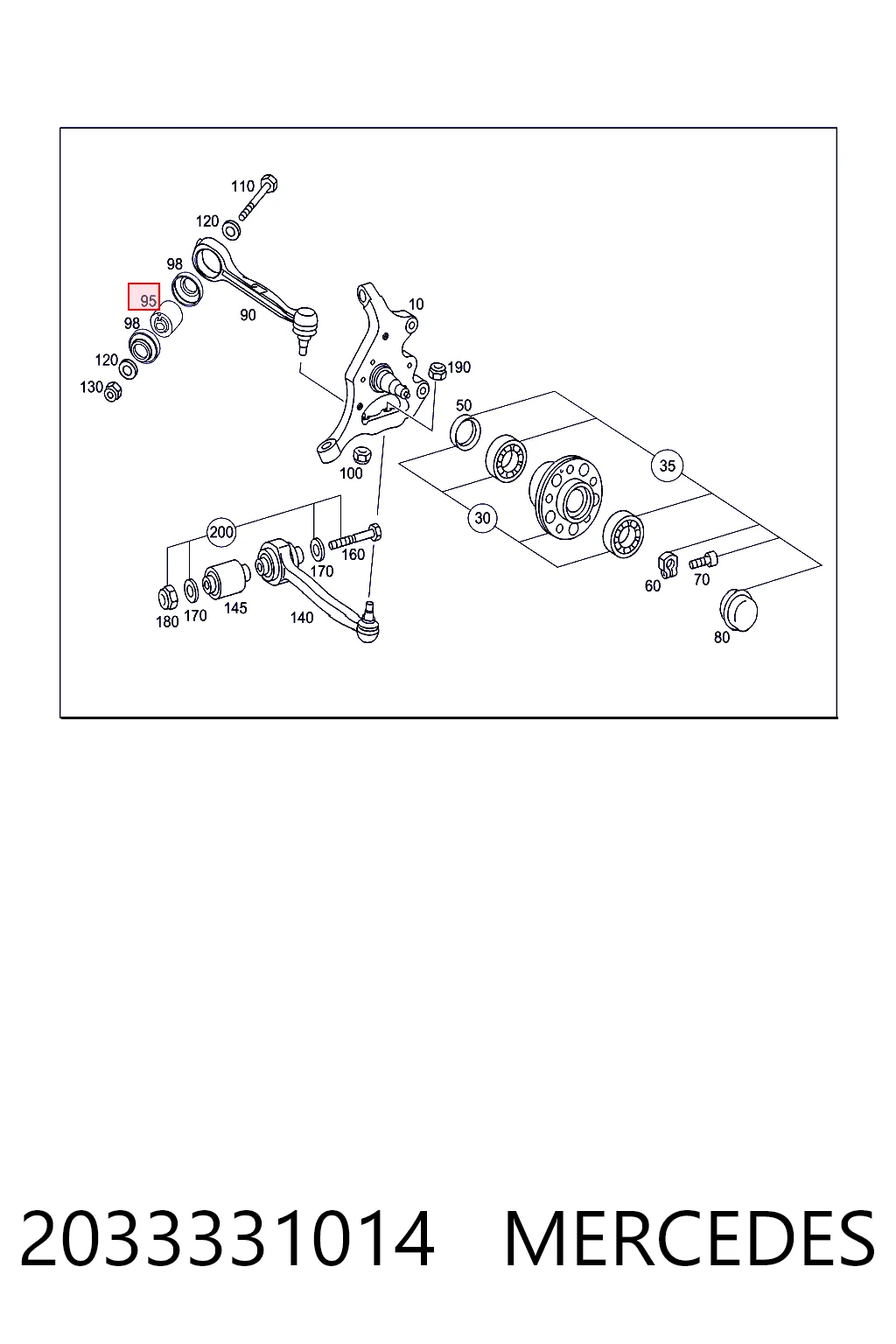 2033331014 Mercedes Buje del brazo de suspensión delantero superior