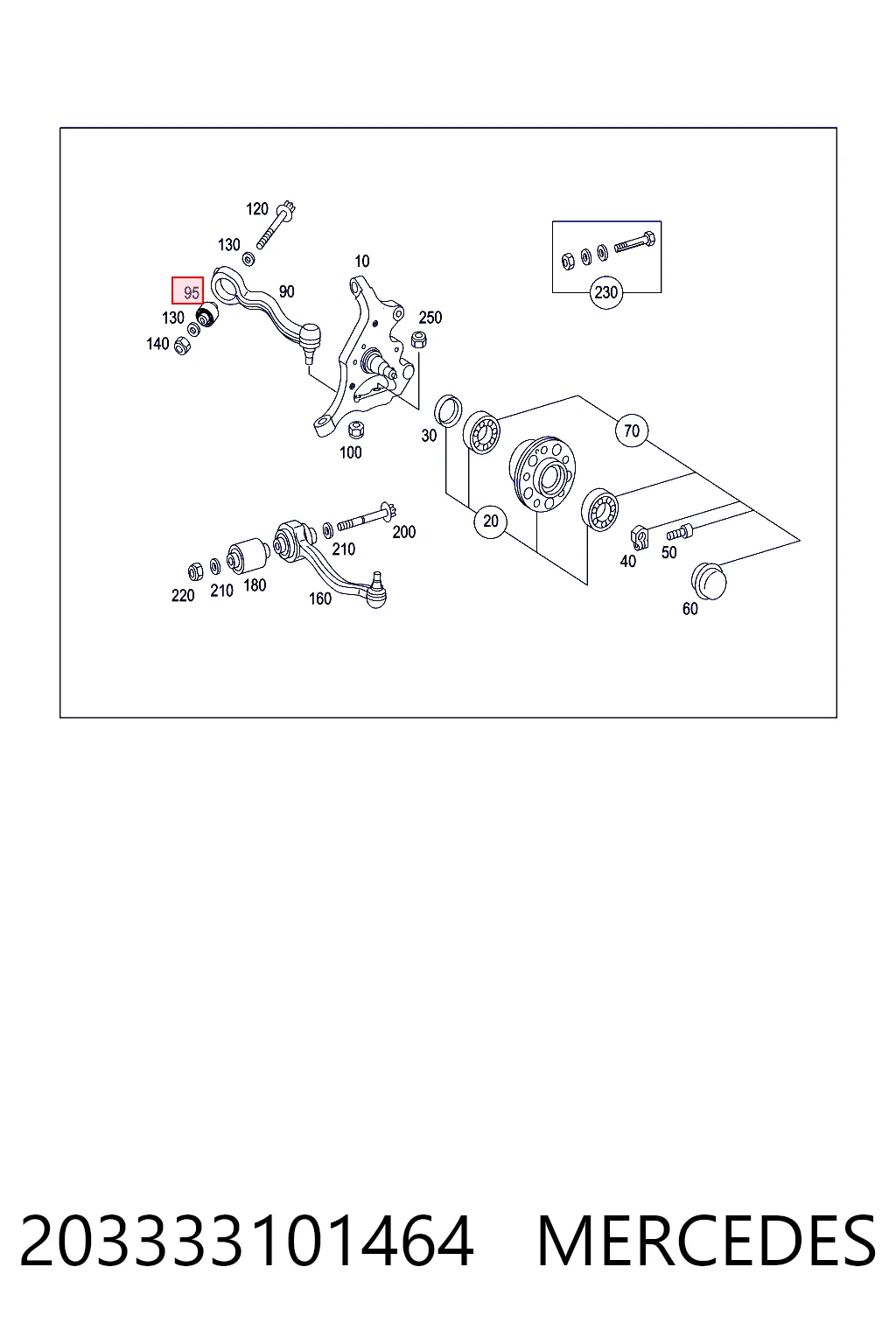203333101464 Mercedes Buje del brazo de suspensión delantero superior