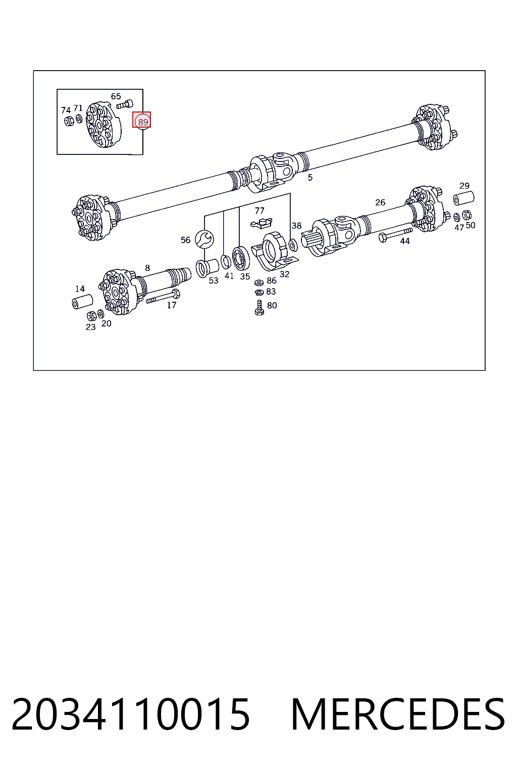 2034110015 Mercedes Acoplamiento elástico del cardán delantero/trasero