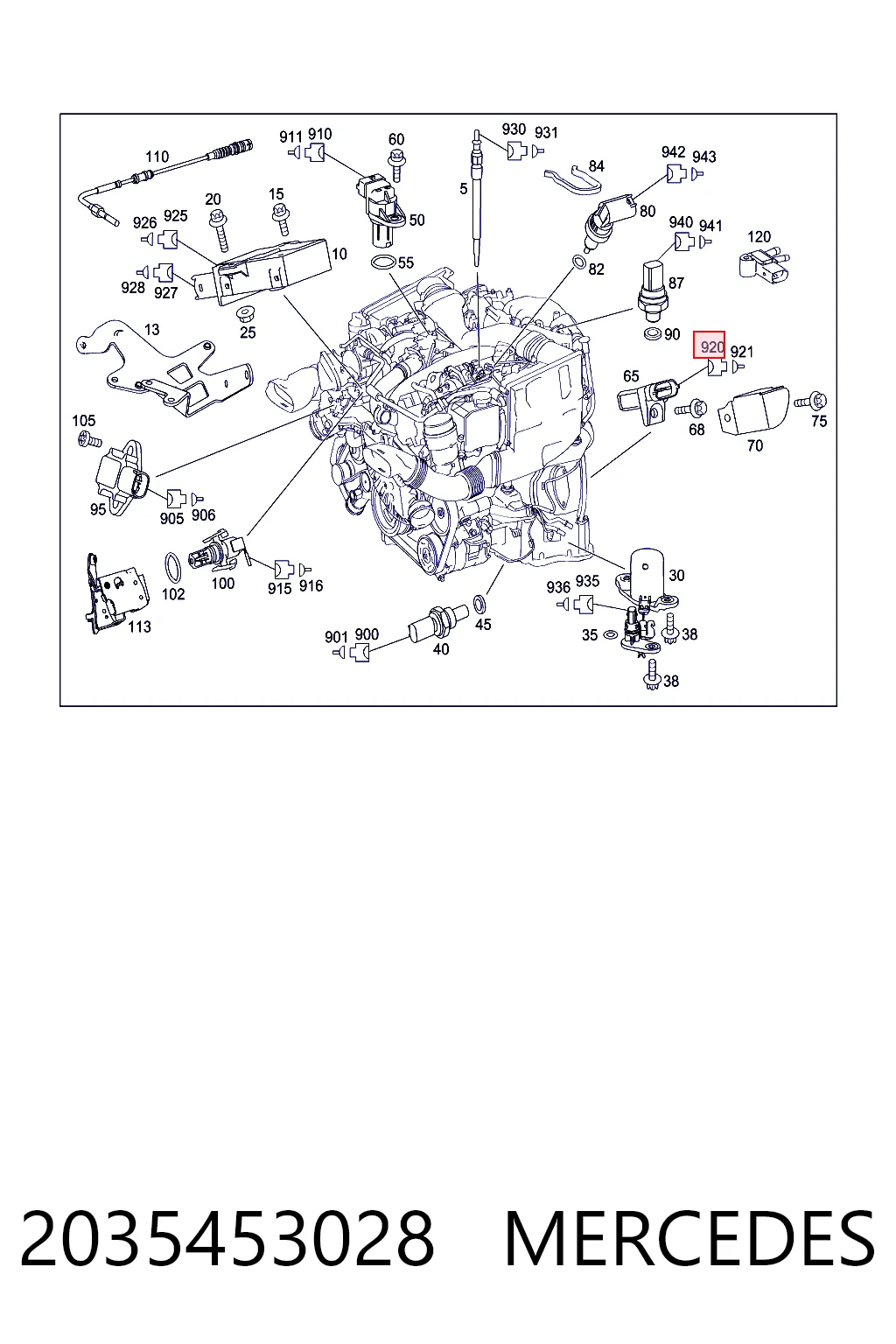 2035453028 Mercedes Conector del sensor de posición del árbol de levas