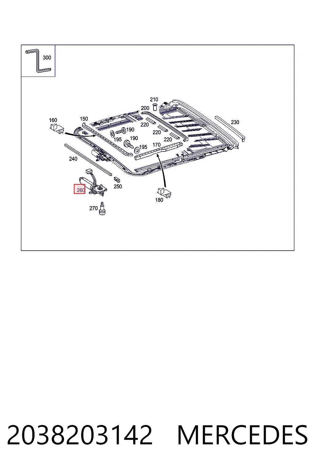 2038203142 Mercedes Motor del techo corredizo