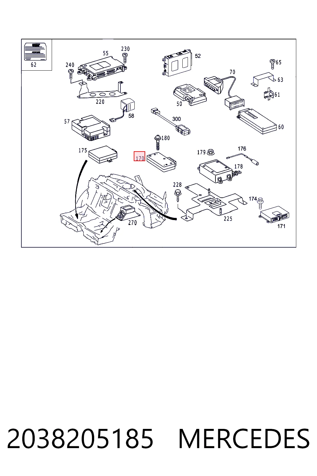 2038205185 Mercedes Unidad de control del teléfono