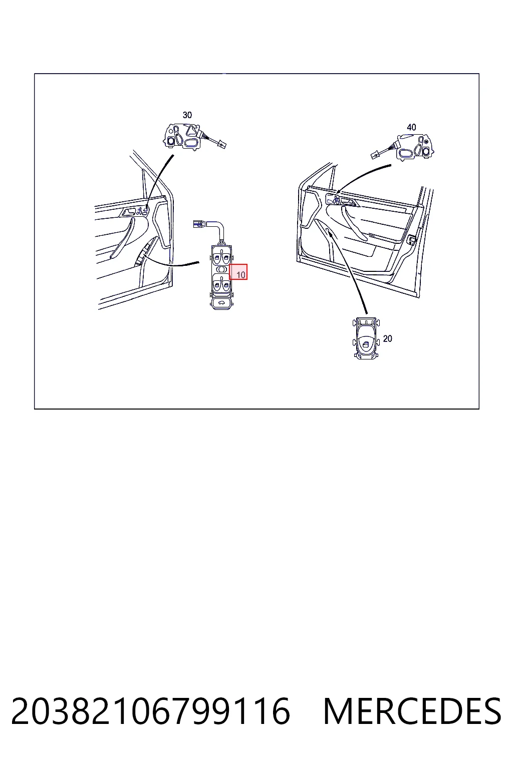 Unidad de control de elevalunas delantera izquierda 20382106799116 MERCEDES